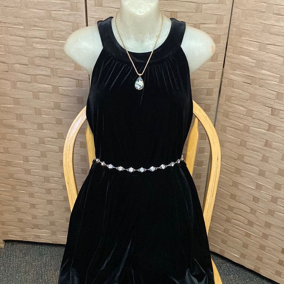 NWT 4 Tommy Hilfiger black crushed velour wide leg racerback jumpsuit STUNNING - Picture 1 of 9